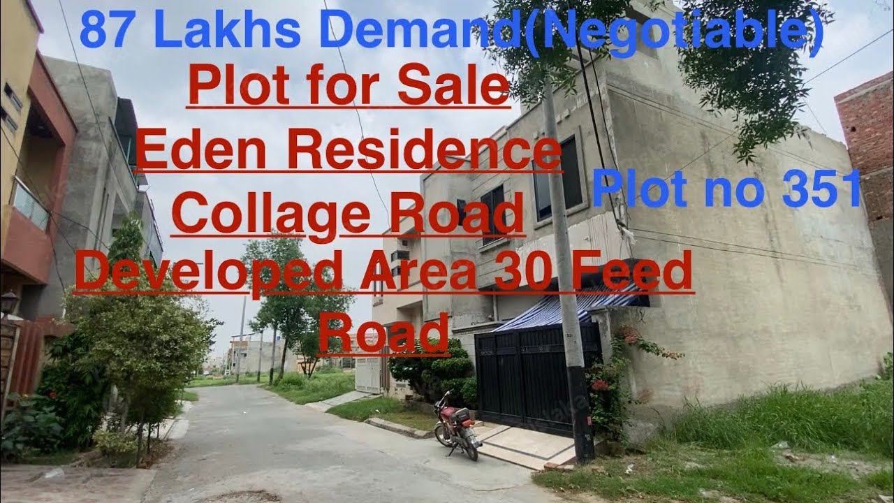 Direct Owner Sale: 5 Marla Residential Plot in Eden Residencia, Lahore (87 Lac)